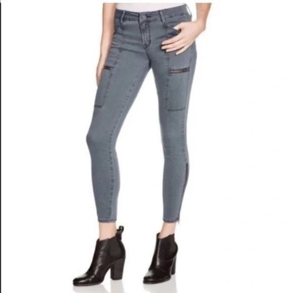 PISTOLA FOR ANTHROPOLOGIE Women's Gray Wash Topanga Mid-Rise Zipper Detail Skinn